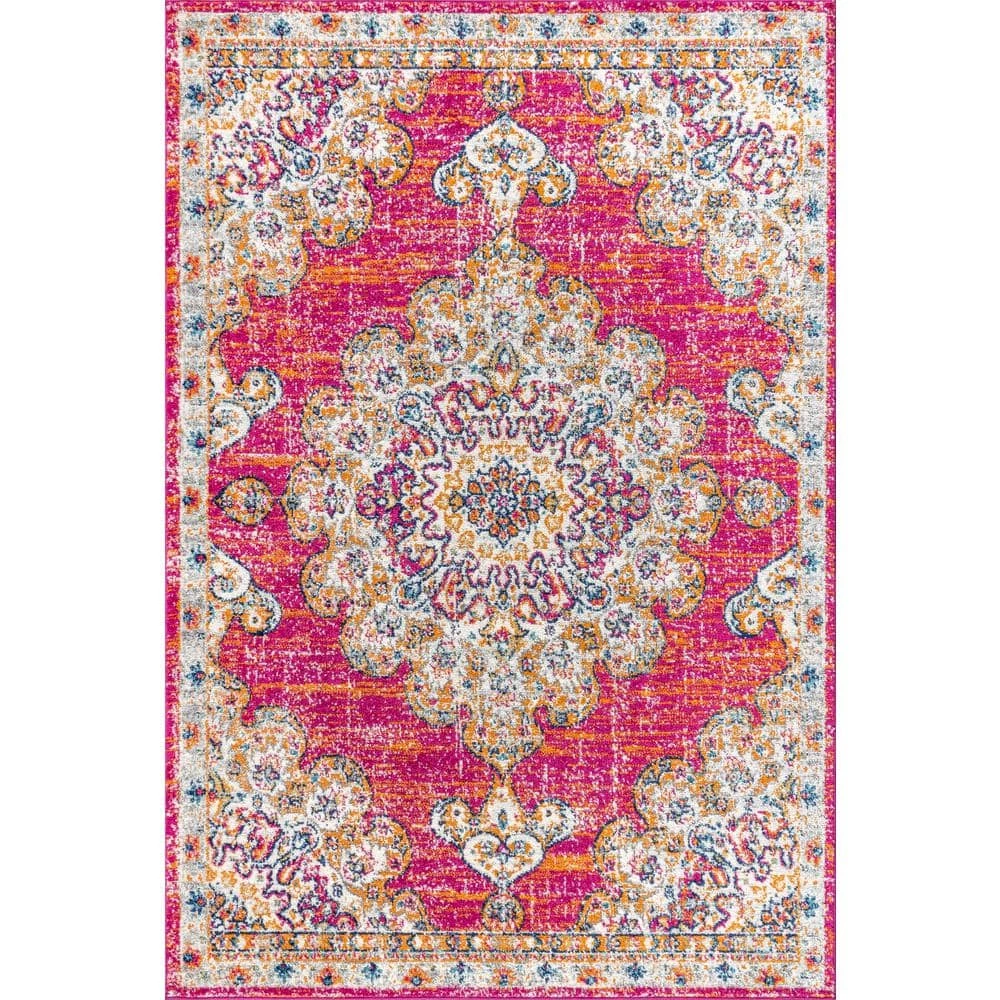 Bohemian Flair Boho Vintage Medallion Pink/Cream 4 ft. x 6 ft. Area Rug by JONATHAN Y