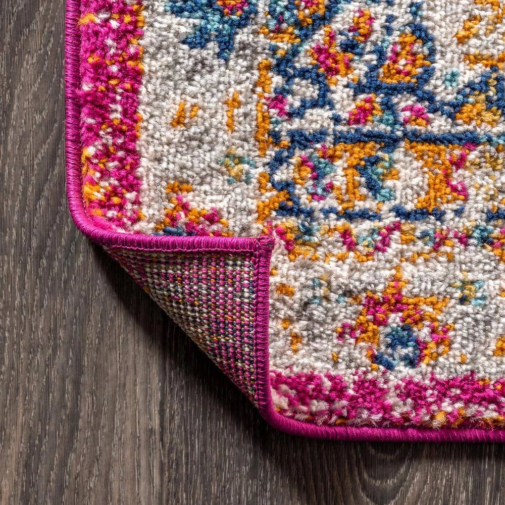 Bohemian Flair Boho Vintage Medallion Pink/Cream 4 ft. x 6 ft. Area Rug by JONATHAN Y - Image 6