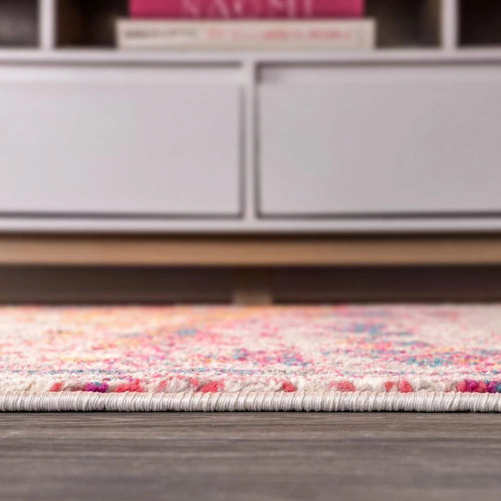 Contemporary Pop Modern Abstract Brushstroke Pink/Cream 8 ft. x 10 ft. Area Rug by JONATHAN Y - Image 10