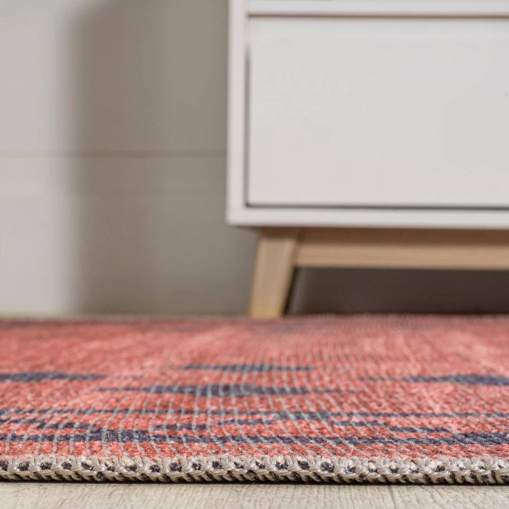 Korsa Geometric Medallion Machine-Washable Red/Black 5 ft. x 8 ft. Area Rug by JONATHAN Y - Image 14