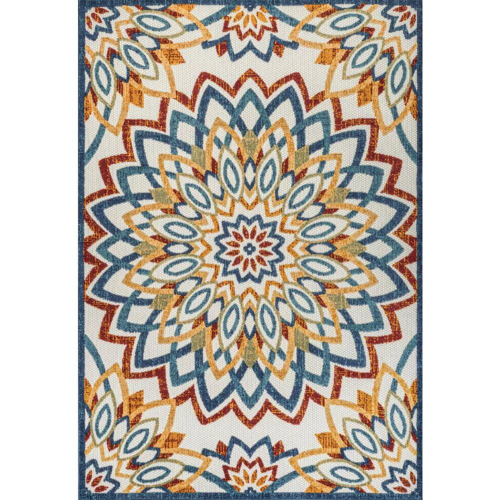 Flora Abstract Bold Mandala High-Low Red/Blue/Yellow 8 ft. x 10 ft. Indoor/Outdoor Area Rug by JONATHAN Y - Image 2