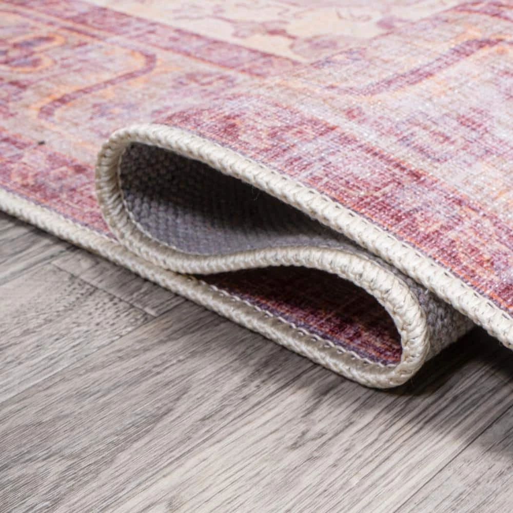 Alacati Ogee Red/Orange/Cream 8 ft. x 10 ft. Medallion Machine Washable Indoor Area Rug by JONATHAN Y - Image 9