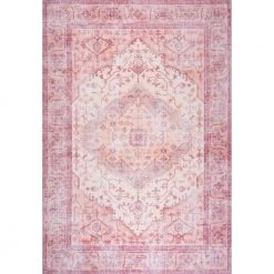 Alacati Ogee Red/Orange/Cream 8 ft. x 10 ft. Medallion Machine Washable Indoor Area Rug by JONATHAN Y