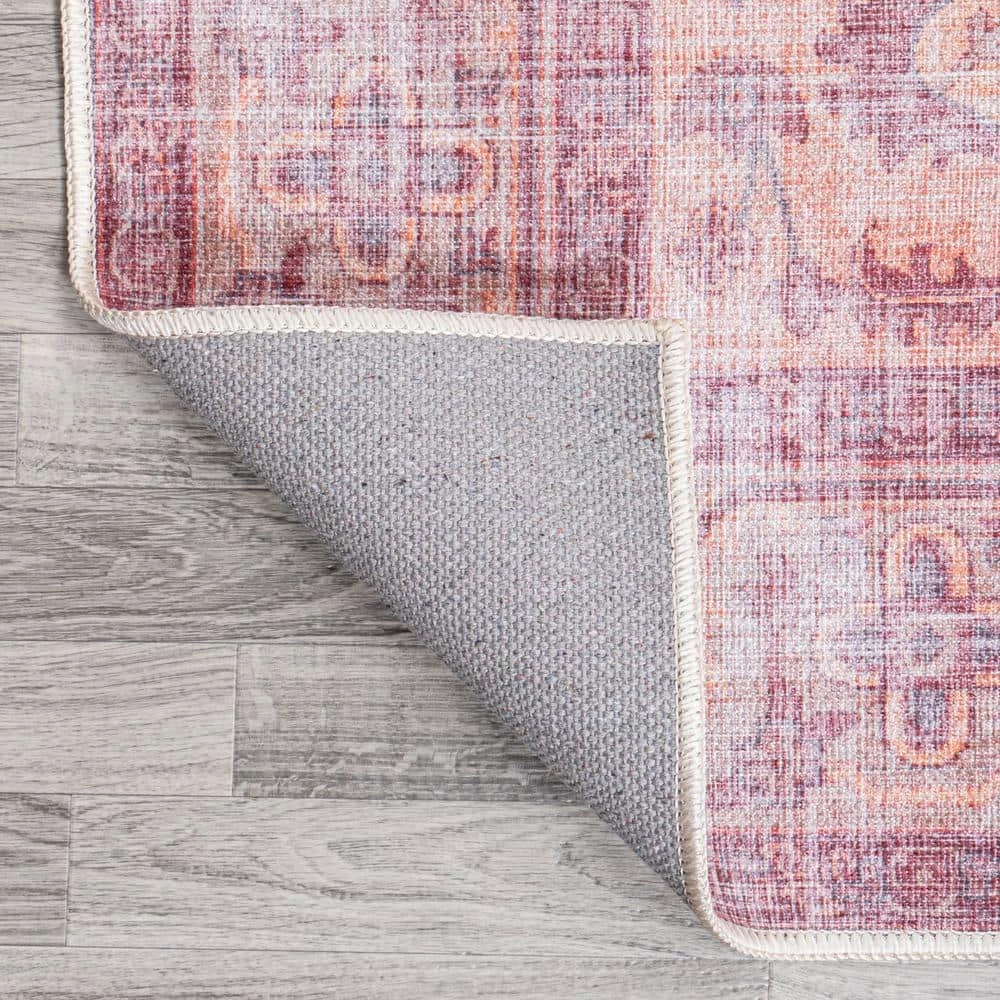 Alacati Ogee Red/Orange/Cream 8 ft. x 10 ft. Medallion Machine Washable Indoor Area Rug by JONATHAN Y - Image 4