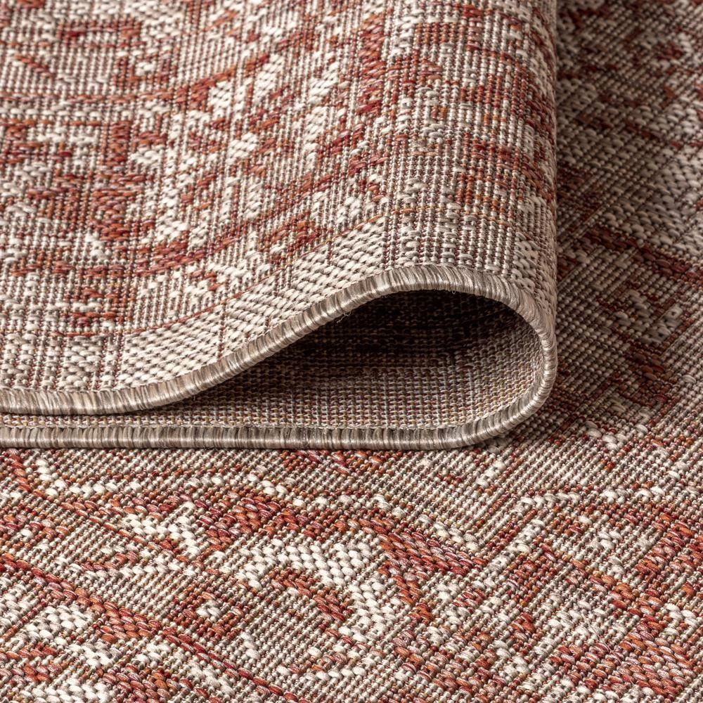Rozetta Boho Red/Taupe 5 ft. Round Medallion Textured Weave Indoor/Outdoor Area Rug by JONATHAN Y - Image 7