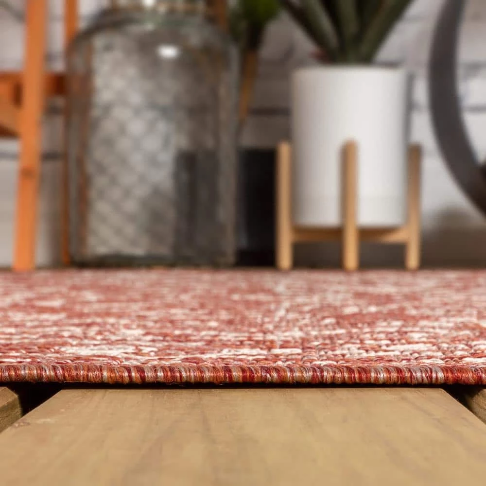 Malta Bohemian Medallion Red/Taupe 7 ft. 9 in. x 10 ft. Textured Weave Indoor/Outdoor Area Rug by JONATHAN Y - Image 10