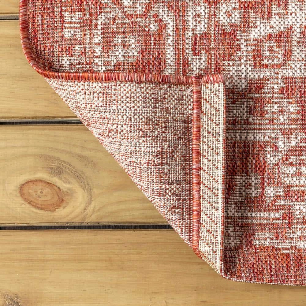 Malta Bohemian Medallion Red/Taupe 7 ft. 9 in. x 10 ft. Textured Weave Indoor/Outdoor Area Rug by JONATHAN Y - Image 8