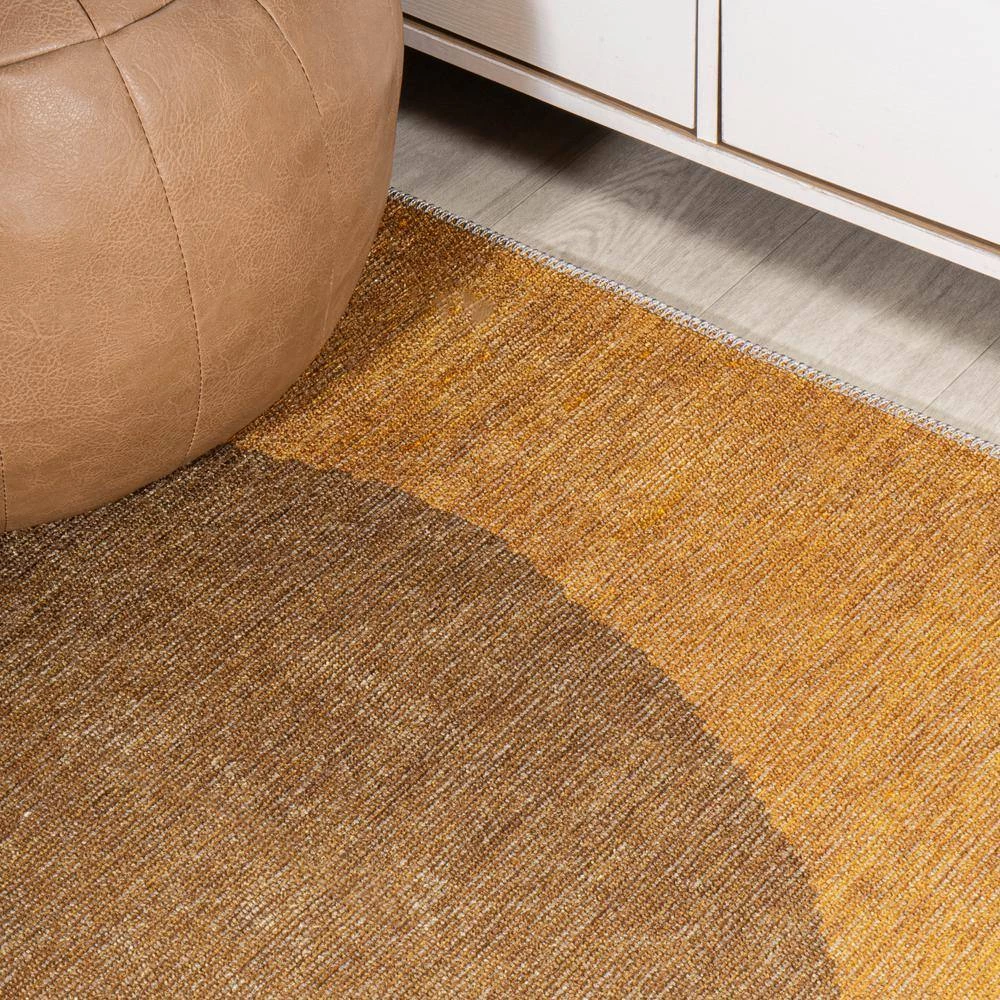 Demie Minimalist Graphic Circle Machine-Washable Rust/Cream 8 ft. x 10 ft. Area Rug by JONATHAN Y - Image 6