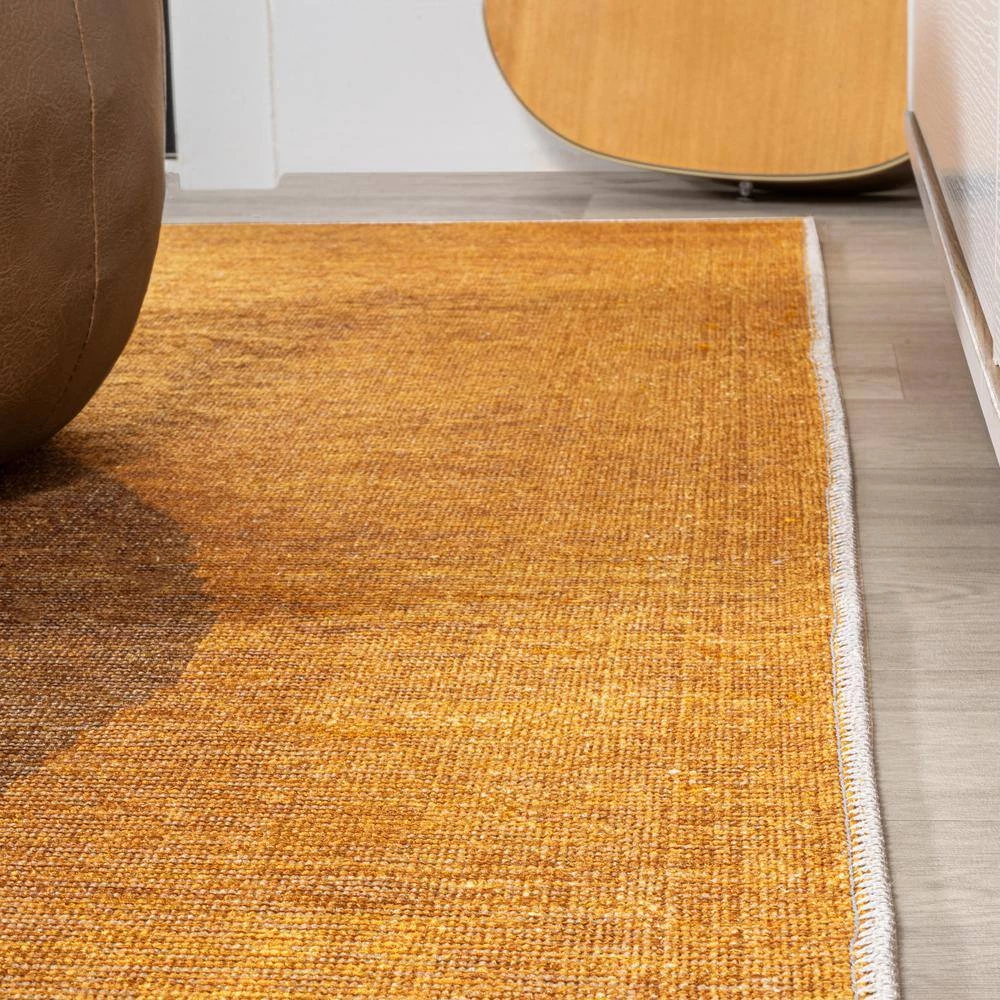 Demie Minimalist Graphic Circle Machine-Washable Rust/Cream 8 ft. x 10 ft. Area Rug by JONATHAN Y - Image 7