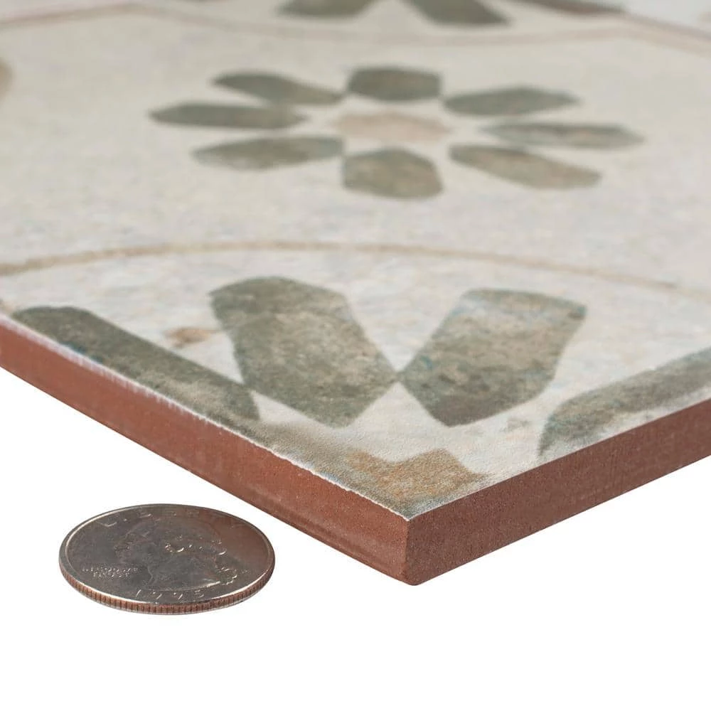 Kings Blume Sage Encaustic 17-5/8 in. x 17-5/8 in. Ceramic Floor and Wall Tile (11.02 sq. ft. /Case) by Merola Tile - Image 3