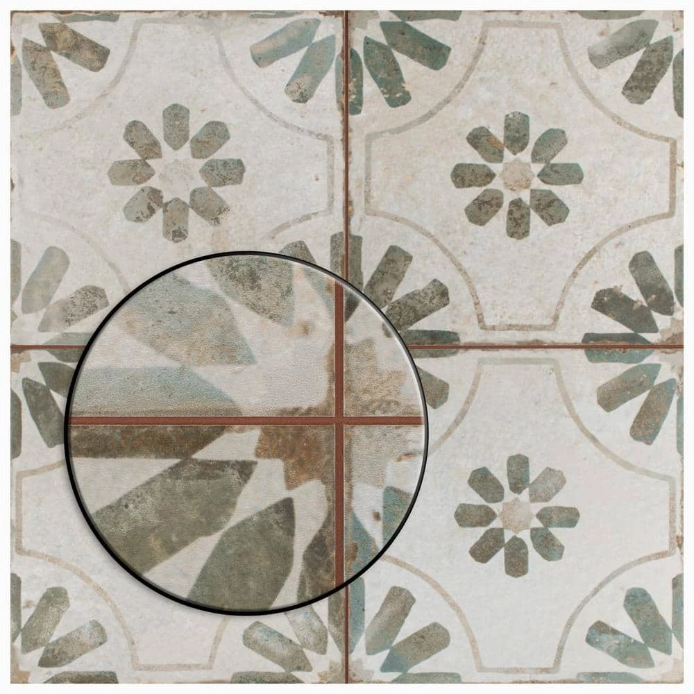 Kings Blume Sage Encaustic 17-5/8 in. x 17-5/8 in. Ceramic Floor and Wall Tile (11.02 sq. ft. /Case) by Merola Tile - Image 11