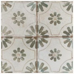 Kings Blume Sage Encaustic 17-5/8 in. x 17-5/8 in. Ceramic Floor and Wall Tile (11.02 sq. ft. /Case) by Merola Tile