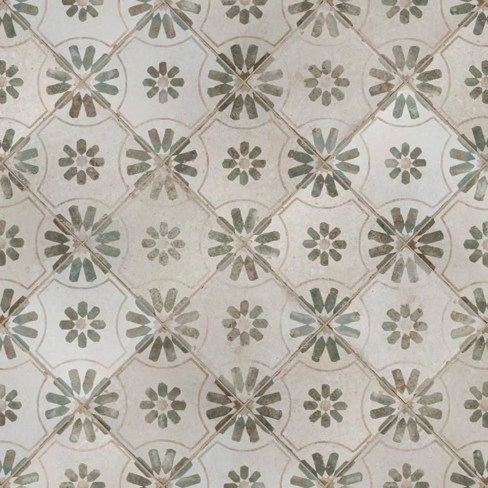 Kings Blume Sage Encaustic 17-5/8 in. x 17-5/8 in. Ceramic Floor and Wall Tile (11.02 sq. ft. /Case) by Merola Tile - Image 6