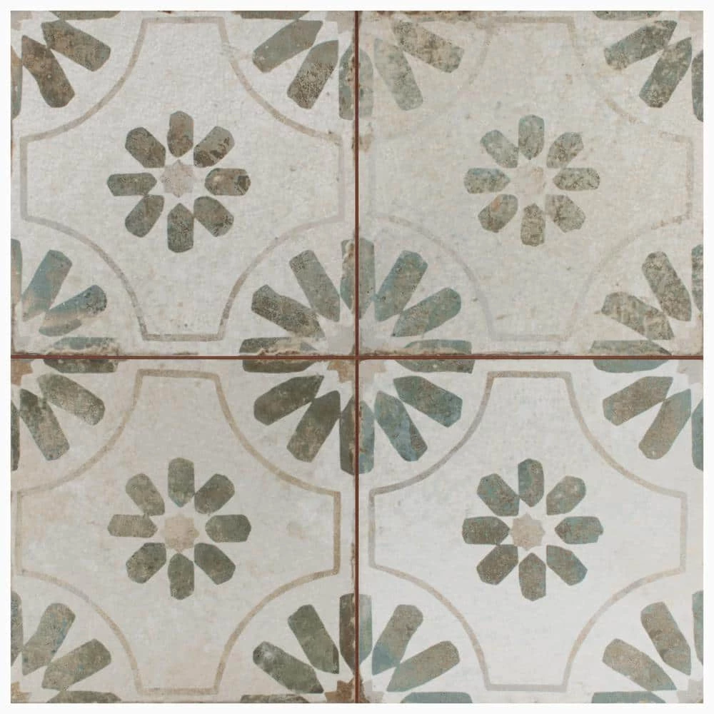 Kings Blume Sage Encaustic 17-5/8 in. x 17-5/8 in. Ceramic Floor and Wall Tile (11.02 sq. ft. /Case) by Merola Tile - Image 8