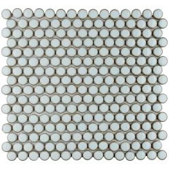 Hudson Penny Round Silk White 12 in. x 12 in. Porcelain Mosaic Tile (10.74 sq. ft. / Case) by Merola Tile