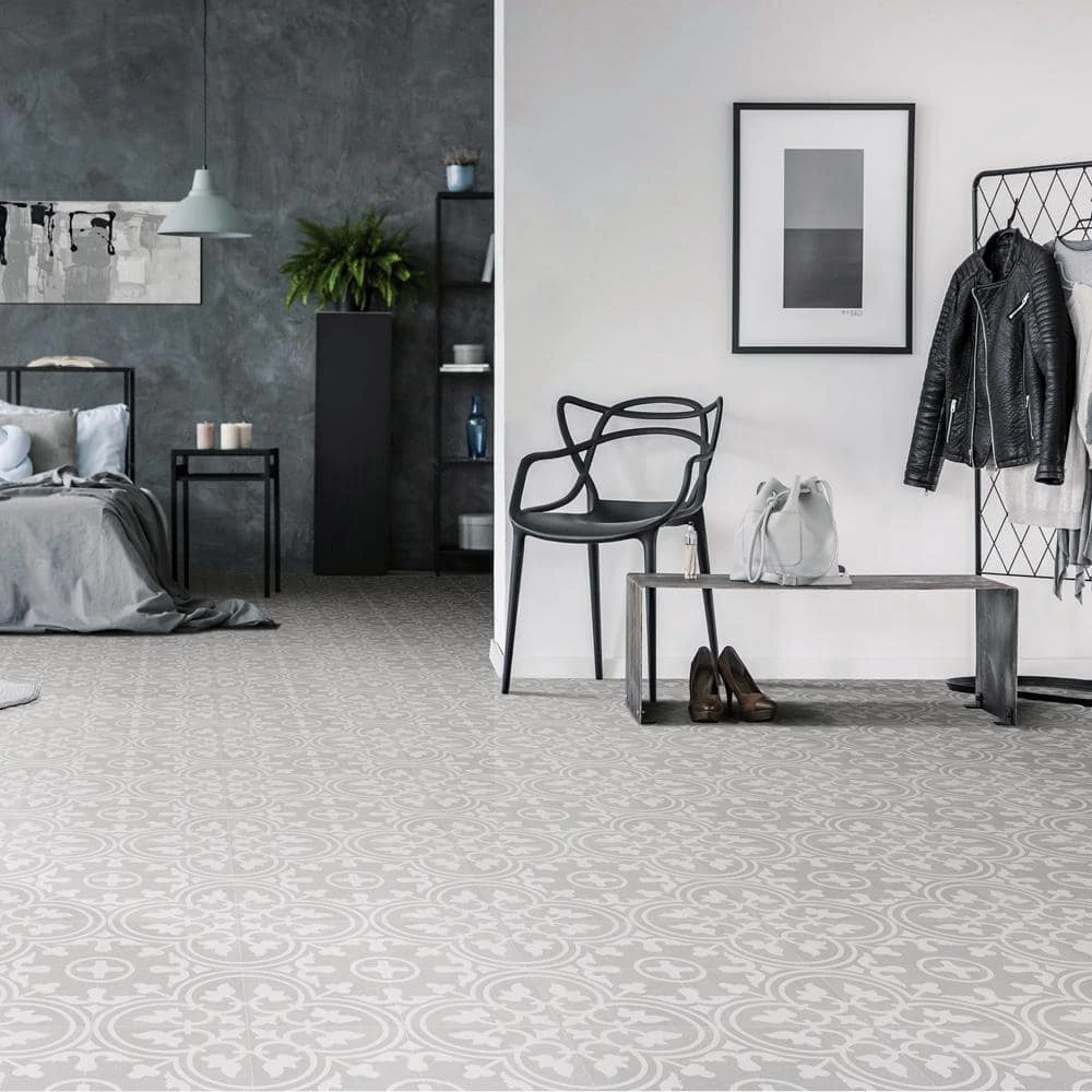 Arte Soft Grey 9-3/4 in. x 9-3/4 in. Porcelain Floor and Wall Tile (10.88 sq.ft./Case) by Merola Tile - Image 2