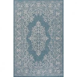 Galon Filigree Teal/Ivory 8 ft. x 10 ft. Indoor/Outdoor Area Rug by JONATHAN Y