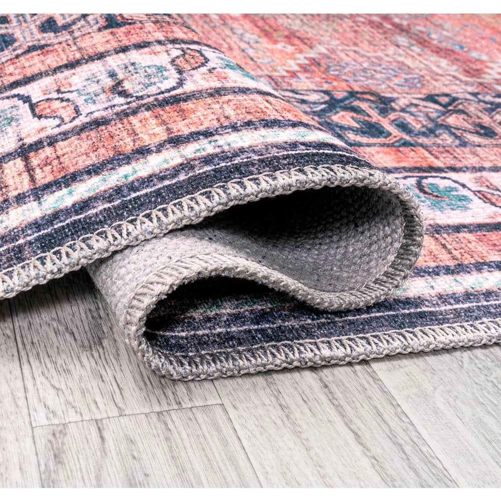 Dalyan Geometric Terra/Navy 8 ft. x 10 ft. Medallions Machine Washable Indoor Area Rug by JONATHAN Y - Image 9