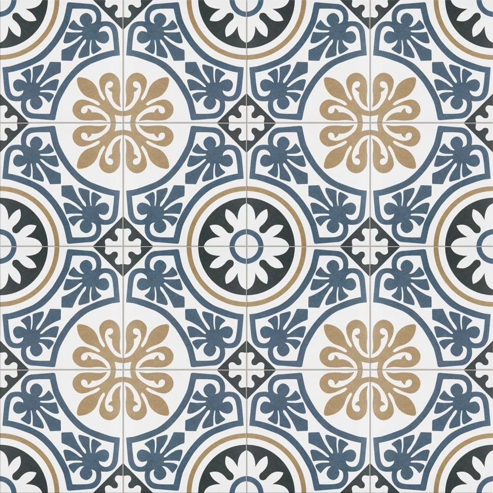 Majestic Tiena Blue Encaustic 9-3/4 in. x 9-3/4 in. Porcelain Floor and Wall Tile (11.11 sq. ft. / case) by Merola Tile - Image 8