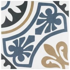 Majestic Tiena Blue Encaustic 9-3/4 in. x 9-3/4 in. Porcelain Floor and Wall Tile (11.11 sq. ft. / case) by Merola Tile