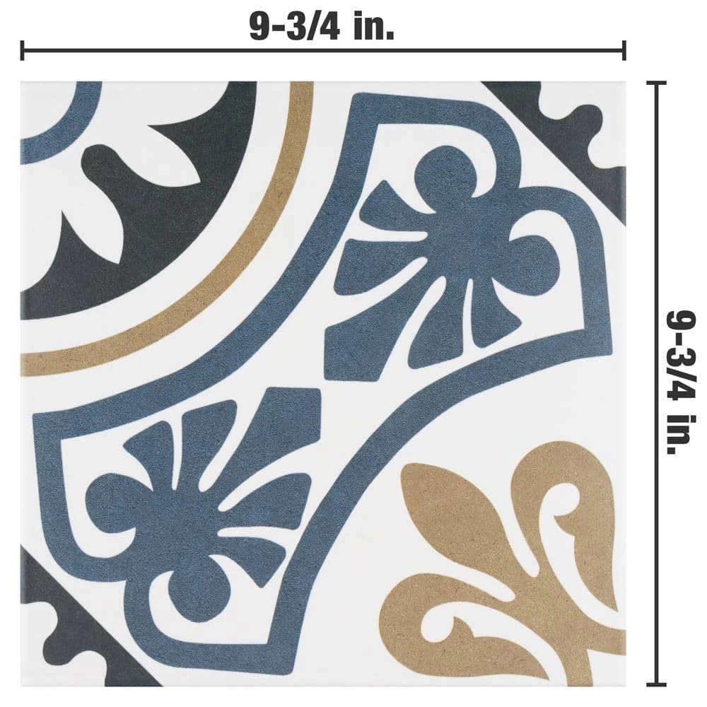 Majestic Tiena Blue Encaustic 9-3/4 in. x 9-3/4 in. Porcelain Floor and Wall Tile (11.11 sq. ft. / case) by Merola Tile - Image 5