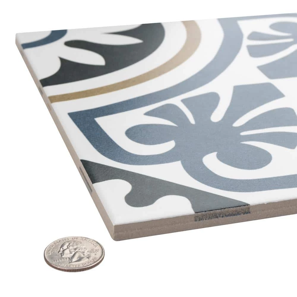 Majestic Tiena Blue Encaustic 9-3/4 in. x 9-3/4 in. Porcelain Floor and Wall Tile (11.11 sq. ft. / case) by Merola Tile - Image 6