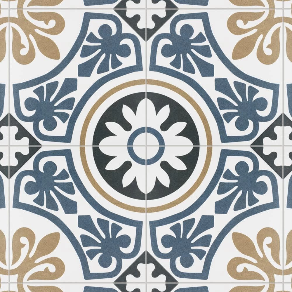 Majestic Tiena Blue Encaustic 9-3/4 in. x 9-3/4 in. Porcelain Floor and Wall Tile (11.11 sq. ft. / case) by Merola Tile - Image 3