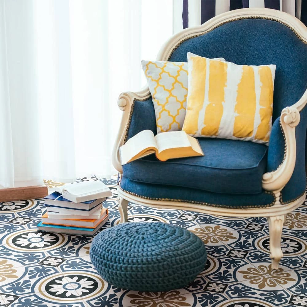 Majestic Tiena Blue Encaustic 9-3/4 in. x 9-3/4 in. Porcelain Floor and Wall Tile (11.11 sq. ft. / case) by Merola Tile - Image 2