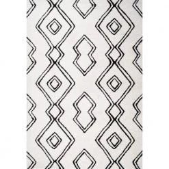 Deia Moroccan Style Diamond Shag White/Black 8 ft. x 10 ft. Area Rug by JONATHAN Y
