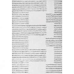 Petra Abstract Stripe Geometric Shag White/Black 8 ft. x 10 ft. Area Rug by JONATHAN Y