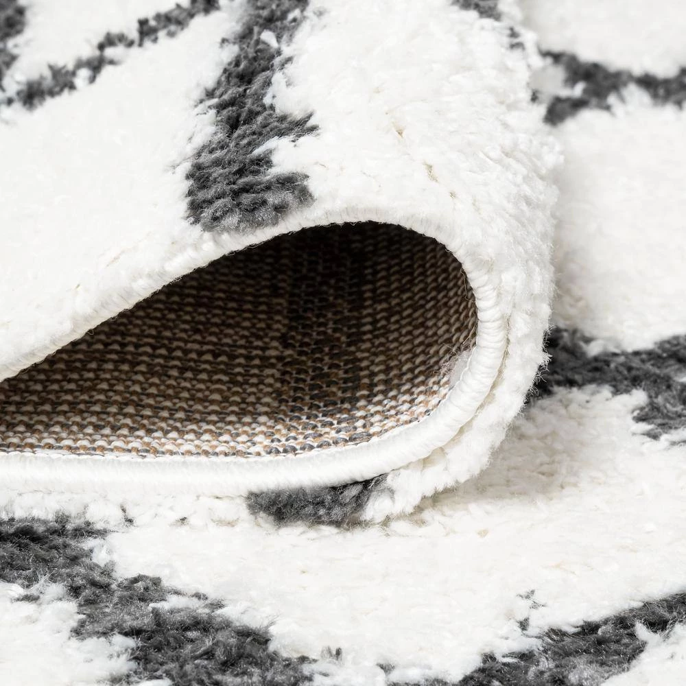 Arenal Geometric Grid Shag White/Black 8 ft. x 10 ft. Area Rug by JONATHAN Y - Image 8