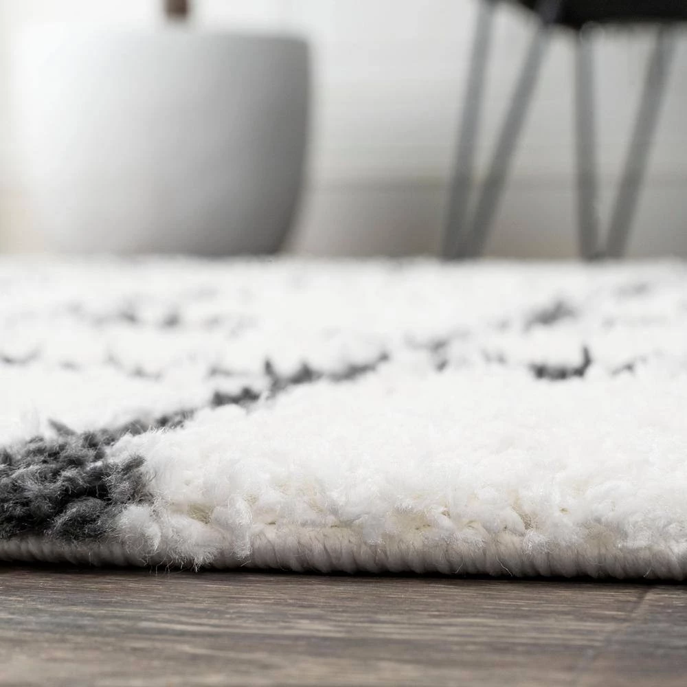 Arenal Geometric Grid Shag White/Black 8 ft. x 10 ft. Area Rug by JONATHAN Y - Image 13
