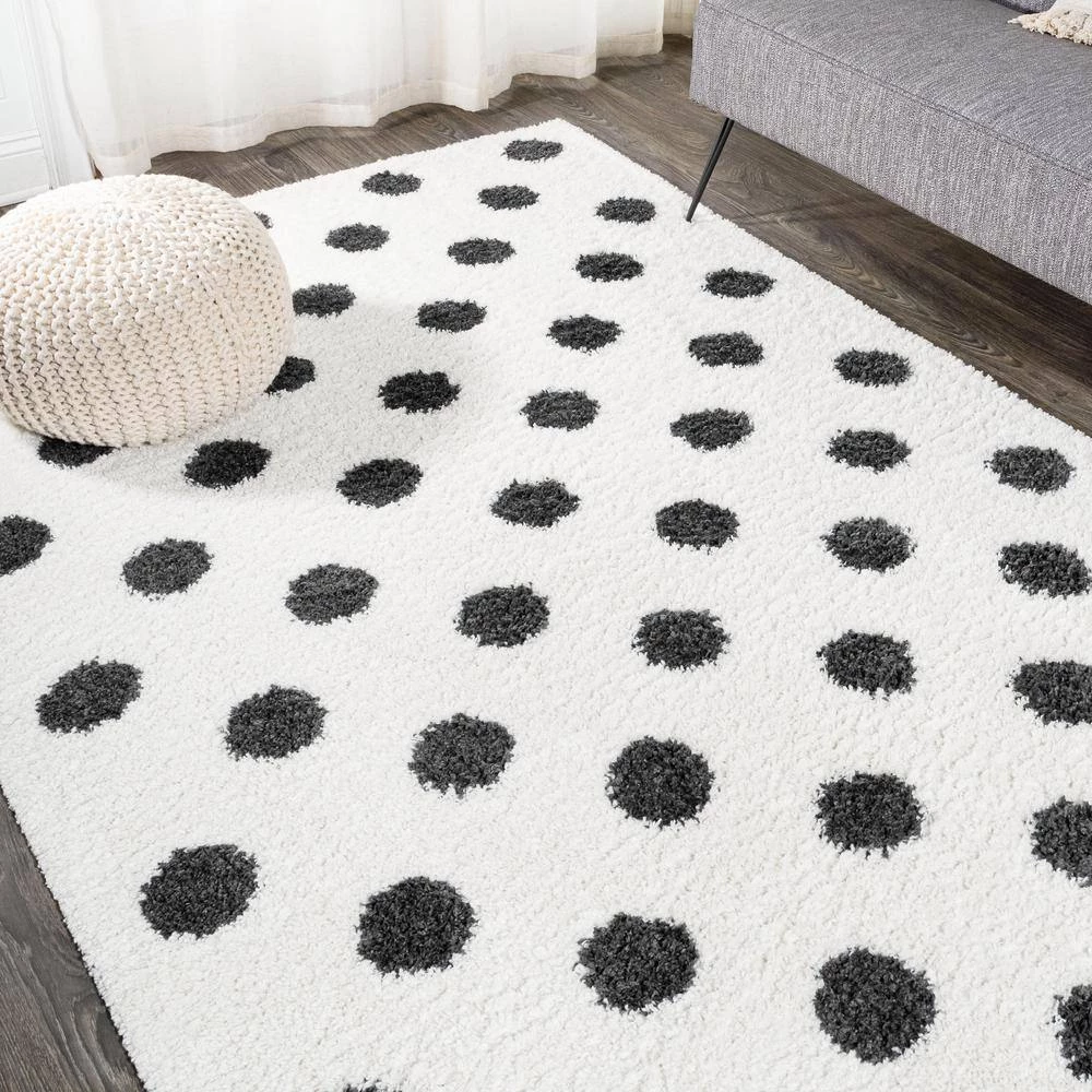 Pere Modern Charcoal Dot Shag White/Black 8 ft. x 10 ft. Area Rug by JONATHAN Y - Image 5