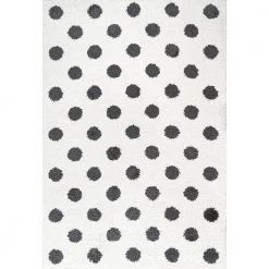 Pere Modern Charcoal Dot Shag White/Black 8 ft. x 10 ft. Area Rug by JONATHAN Y