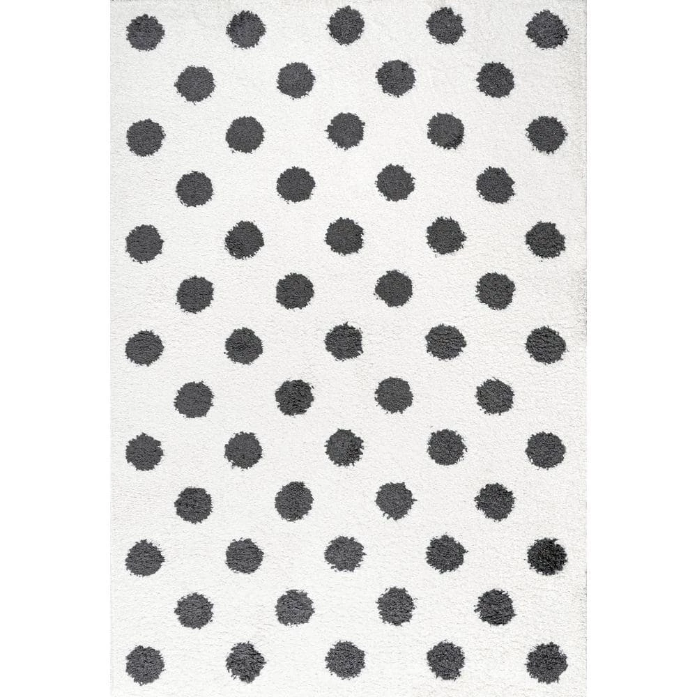 Pere Modern Charcoal Dot Shag White/Black 8 ft. x 10 ft. Area Rug by JONATHAN Y