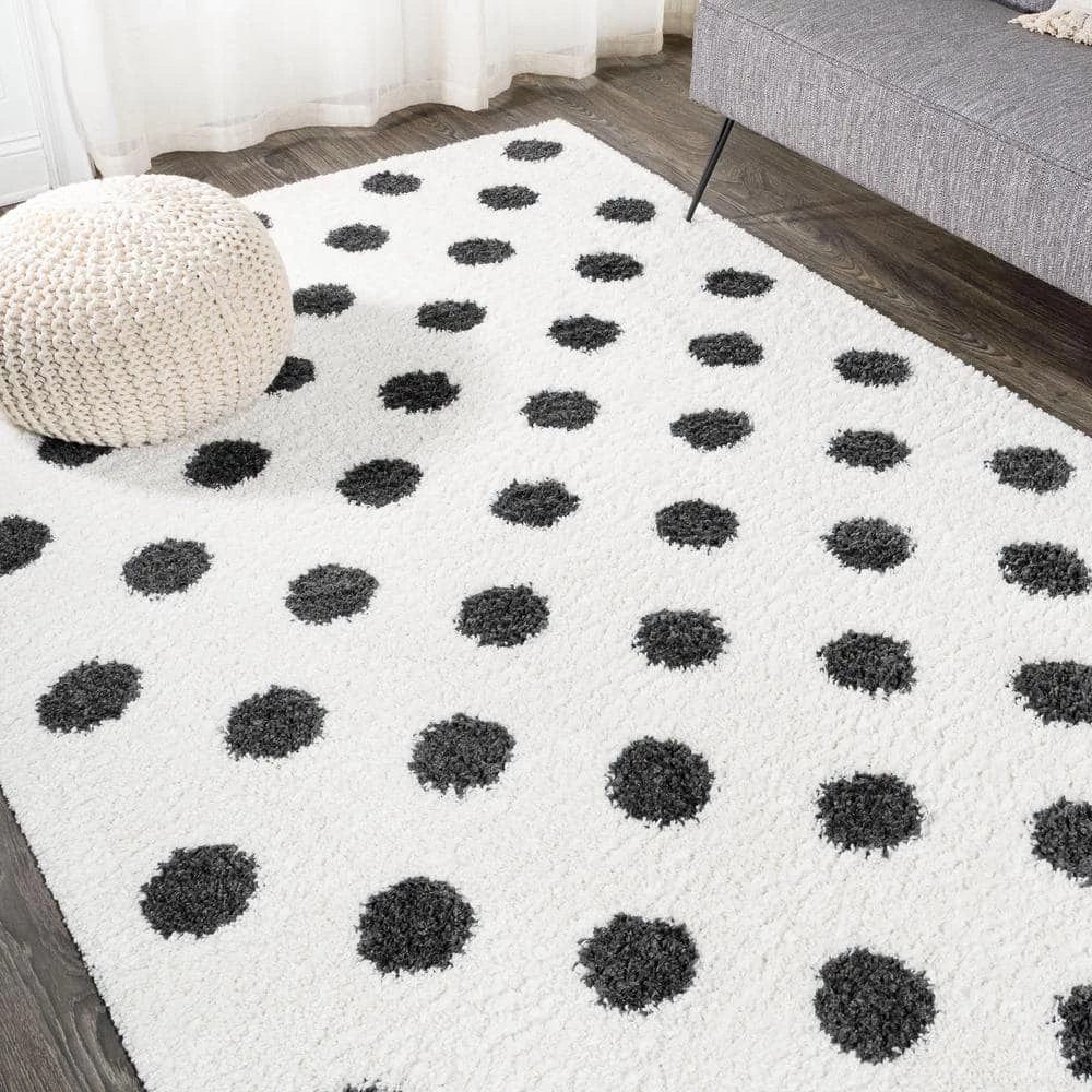 Pere Modern Charcoal Dot Shag White/Black 8 ft. x 10 ft. Area Rug by JONATHAN Y - Image 4
