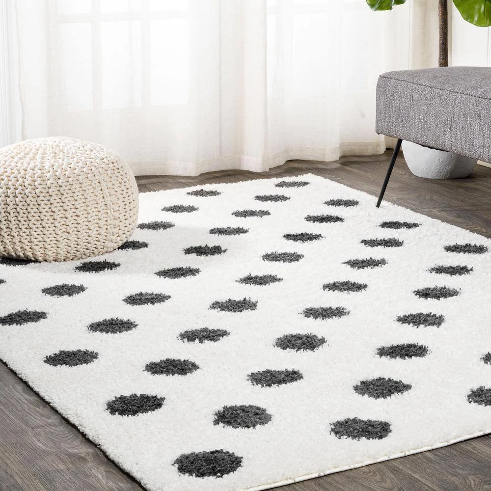 Pere Modern Charcoal Dot Shag White/Black 8 ft. x 10 ft. Area Rug by JONATHAN Y - Image 2