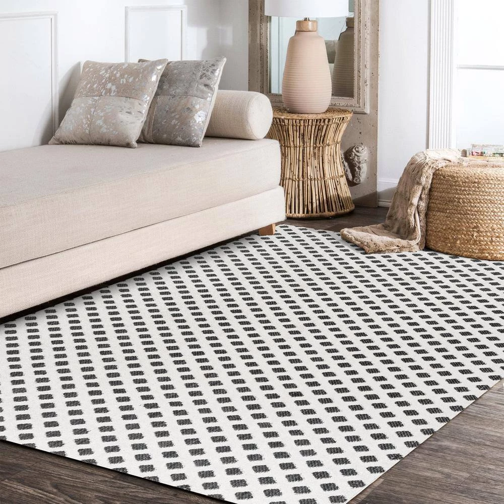 Rabat High-Low Pile Mini-Diamond Trellis White/Black 5 ft. x 8 ft. Indoor/Outdoor Area Rug by JONATHAN Y - Image 3