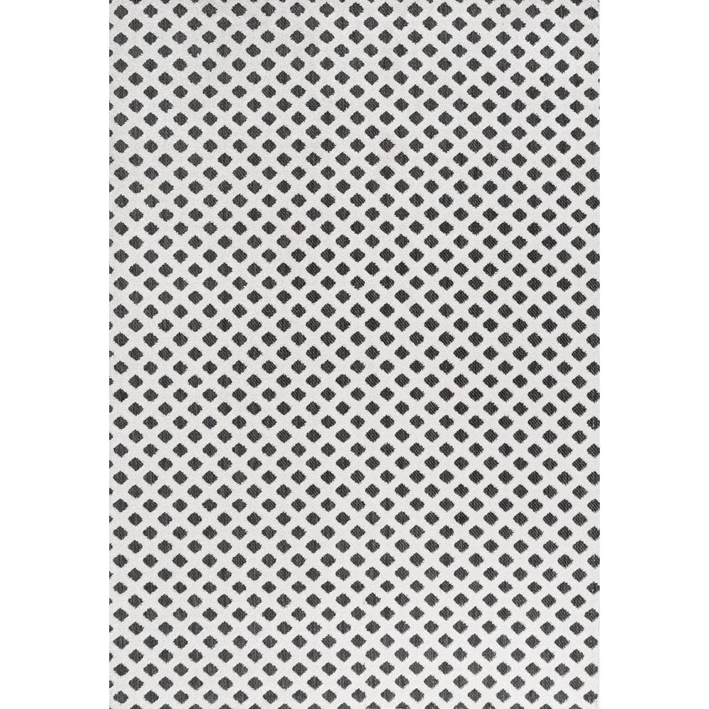 Rabat High-Low Pile Mini-Diamond Trellis White/Black 5 ft. x 8 ft. Indoor/Outdoor Area Rug by JONATHAN Y