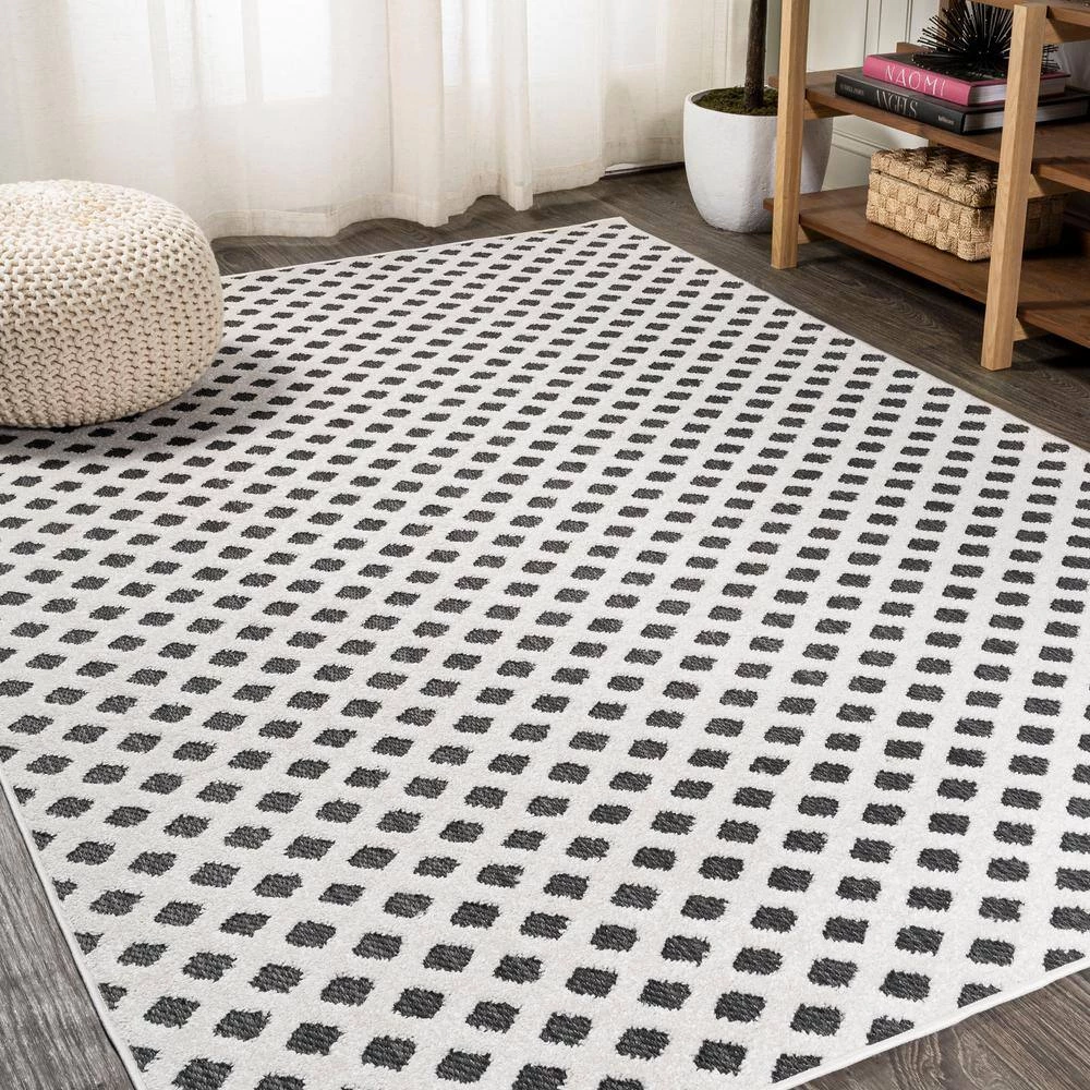 Rabat High-Low Pile Mini-Diamond Trellis White/Black 5 ft. x 8 ft. Indoor/Outdoor Area Rug by JONATHAN Y - Image 2
