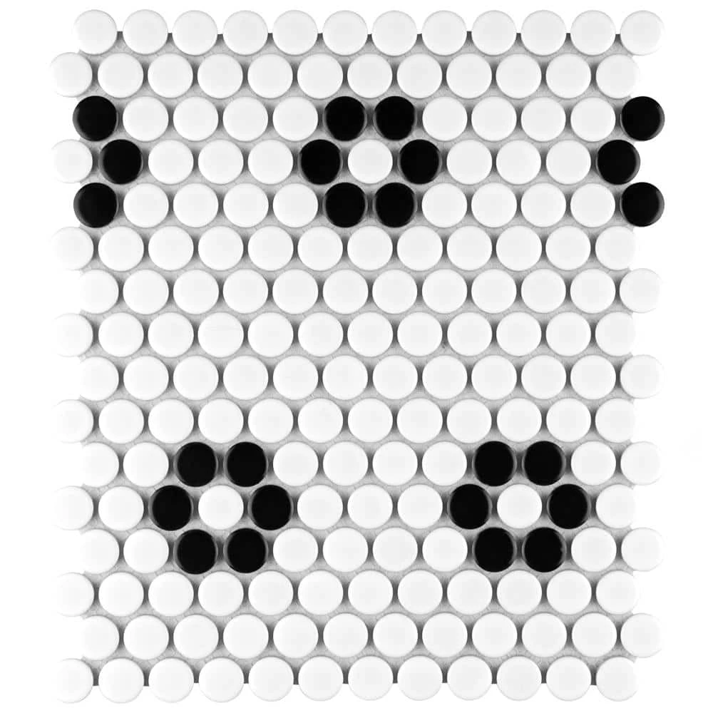 Metro Penny White with Heavy Flower 9-3/4 in. x 11-1/2 in. Porcelain Mosaic (8.0 sq. ft./Case) by Merola Tile