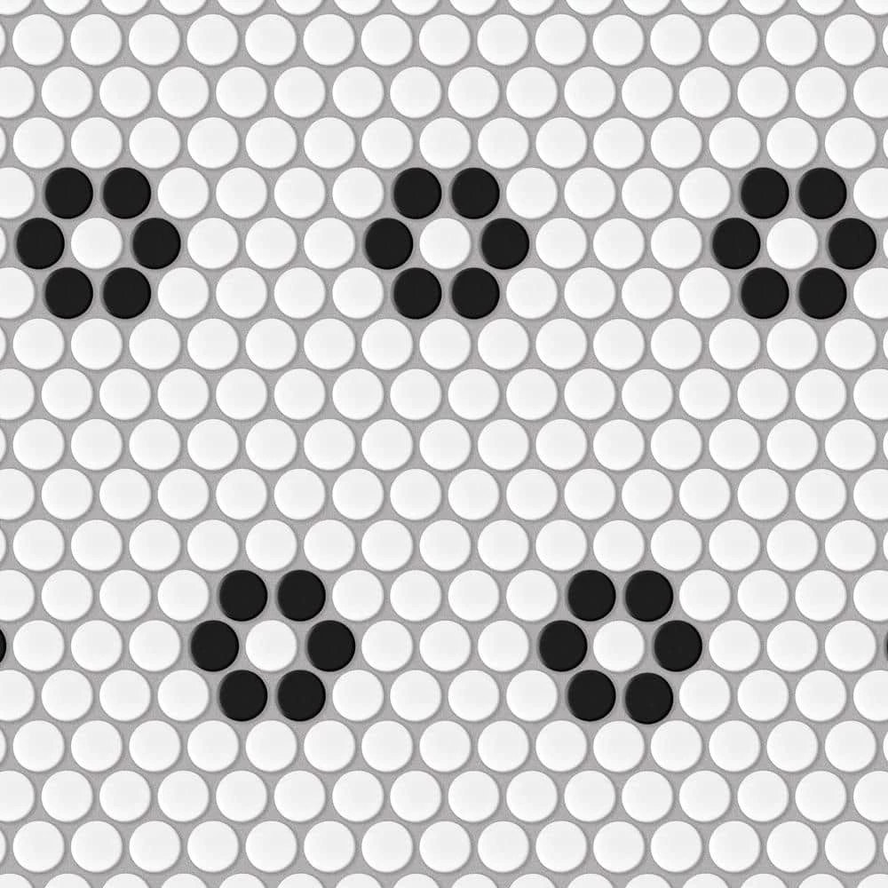 Metro Penny White with Heavy Flower 9-3/4 in. x 11-1/2 in. Porcelain Mosaic (8.0 sq. ft./Case) by Merola Tile - Image 3