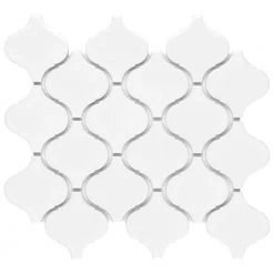 Metro Lantern Glossy White 9-1/2 in. x 10-3/4 in Porcelain Mosaic Tile (7.26 sq. ft./Case) by Merola Tile