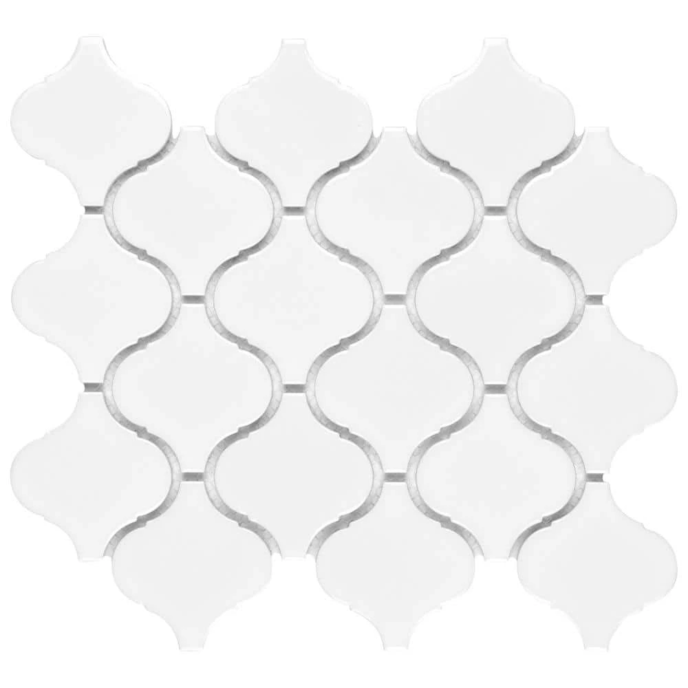 Metro Lantern Glossy White 9-1/2 in. x 10-3/4 in Porcelain Mosaic Tile (7.26 sq. ft./Case) by Merola Tile