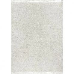 Mercer Shag Plush Tassel White 7 ft. 9 in. x 10 ft. Area Rug by JONATHAN Y