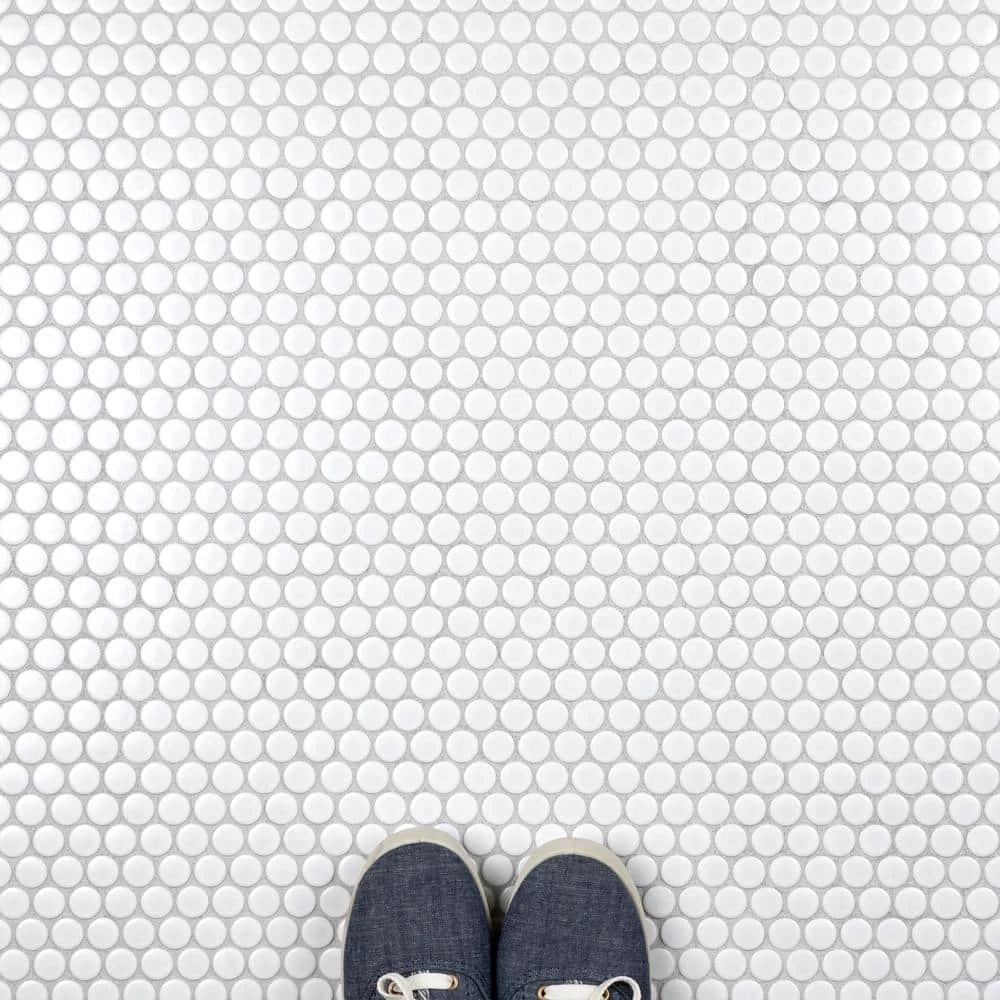 Metro Penny Matte White 9-3/4 in. x 11-1/2 in. Porcelain Mosaic (8.0 sq. ft./Case) by Merola Tile - Image 11