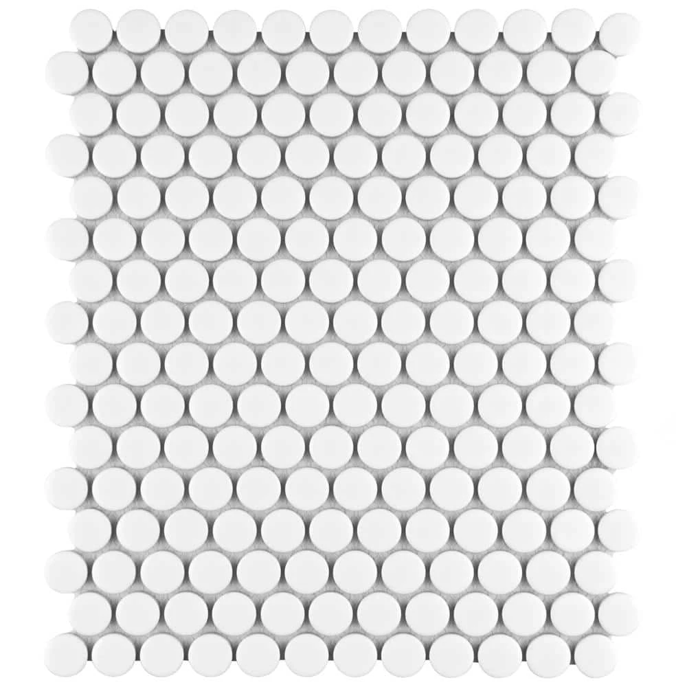 Metro Penny Matte White 9-3/4 in. x 11-1/2 in. Porcelain Mosaic (8.0 sq. ft./Case) by Merola Tile