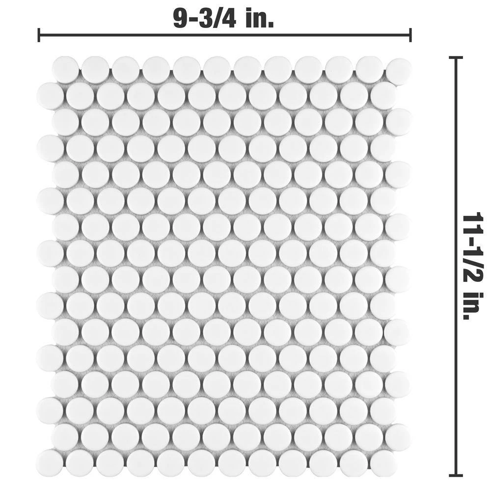Metro Penny Matte White 9-3/4 in. x 11-1/2 in. Porcelain Mosaic (8.0 sq. ft./Case) by Merola Tile - Image 6