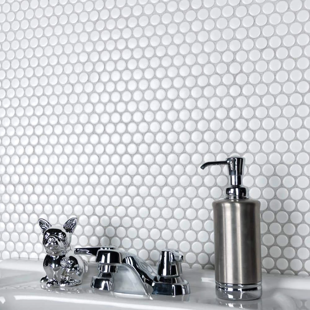 Metro Penny Matte White 9-3/4 in. x 11-1/2 in. Porcelain Mosaic (8.0 sq. ft./Case) by Merola Tile - Image 2