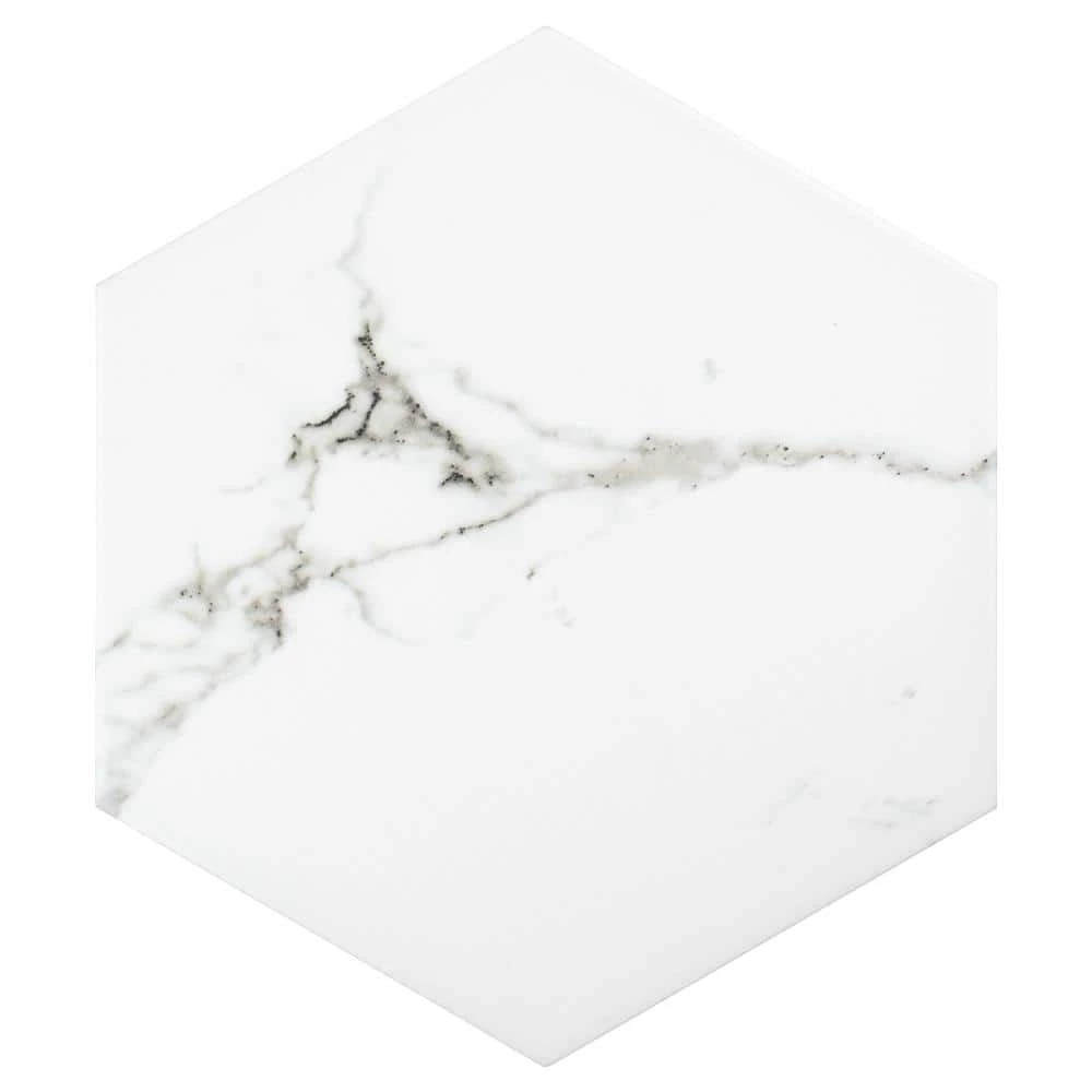 Timeless Calacatta Hex 8-5/8 in. x 9-7/8 in. Porcelain Floor and Wall Tile (11.56 sq. ft. / case) by Merola Tile